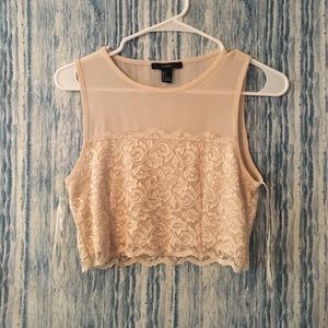 F21 Mesh Lace Crop Top